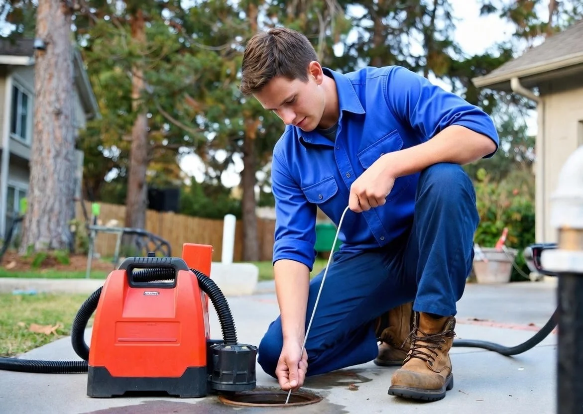 plumber unclogging drains